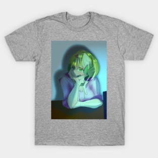 Anime Blonde Hair Girl being a Gamer Girl T-Shirt